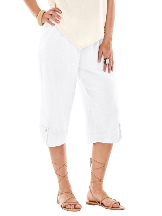 Oh My Gauze! Pants - Oh my gauze white Beth capris L/XL
